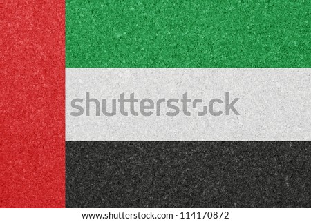 Cork board with the flag of United Arab Emirates painted on it