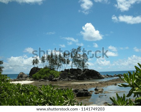 The beach, the tropical landscape on the main island Mahe, in the Seychelles