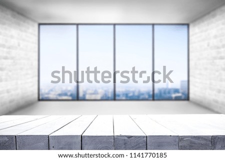 Table background of free space and window decoration. 