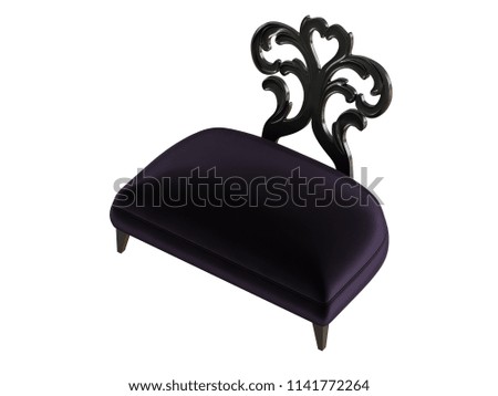 Soft chair with a beautiful back from the patterns on a white background 3d rendering