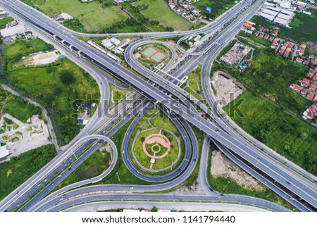 Transport junction traffic green city road aerial view modern road