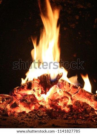 Burning fire in the stove