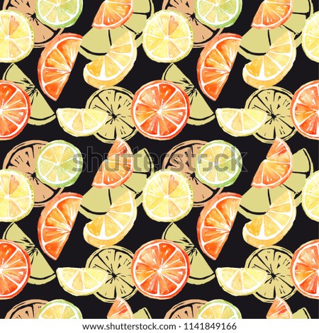 Watercolor seamless pattern with orange. Summer decoration print for wrapping, wallpaper, fabric.