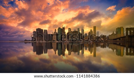New York City, USA,Downtown Manhattan skyline at sunset New York City