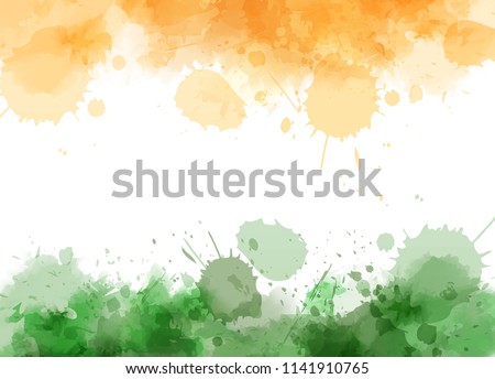 Abstract watercolor splashes in India flag colors.  Conceptual background for India  national holidays.