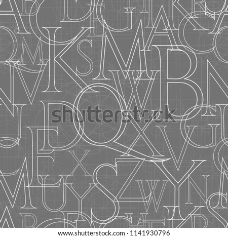 font seamless pattern on a gray background, vector illustratuon clip-art