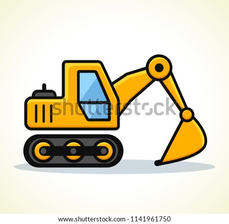 Vector illustration of excavator on white background