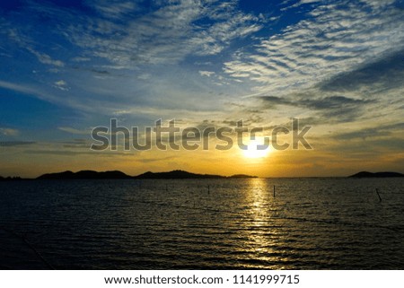 Sunset over lake at southern Thailand background.