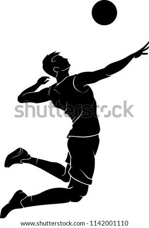Male Volleyball Mid Air Silhouette