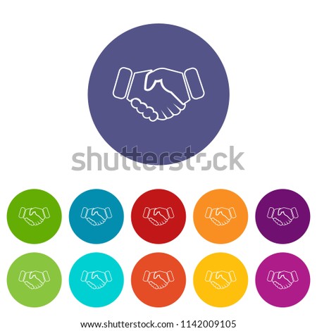Handshake ice hockey icons color set vector for any web design on white background