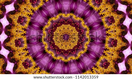 Abstract kaleidoscope background. Beautiful multicolor kaleidoscope texture. Unique and inimitable design. Geometrical symmetrical ornament.
