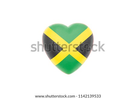 Heart with Jamaica flag isolated on white background
