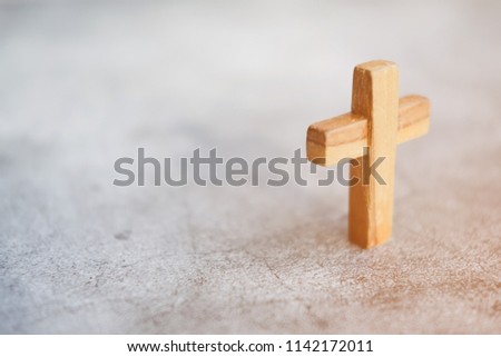 Wooden Christian cross with blurred nature background, Wooden Christian cross wallpaper, Christianity Concept