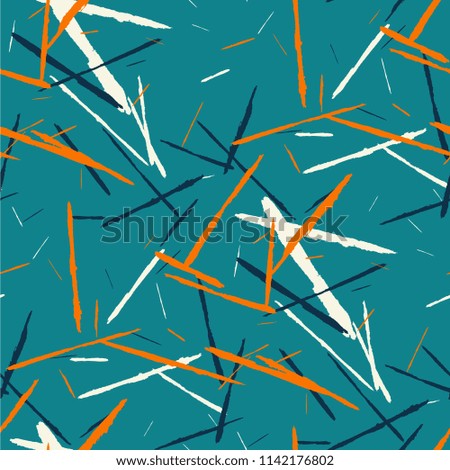 Grunge Stripes. Abstract Scratched Texture with Brush Strokes. Scribbled Grunge Motif for Cloth, Cotton, Curtains. Retro Vector Background with Stripes