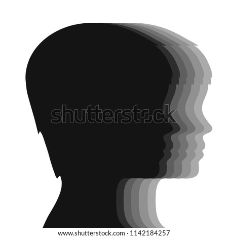 Silhouette of head group of people, stock vector illustration
