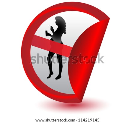 Prohibition Sign - Pregnant Woman Smoking.Vector