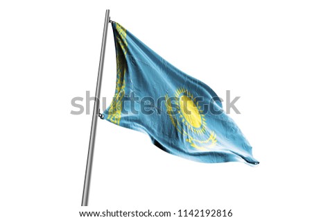Kazakhstan Flag waving white background