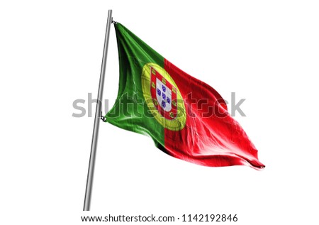 PORTUGAL Flag waving white background