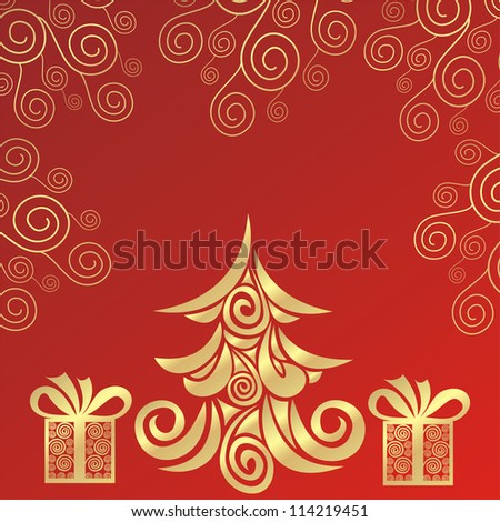 Illustration of christmas pattern background christmas tree red and gold