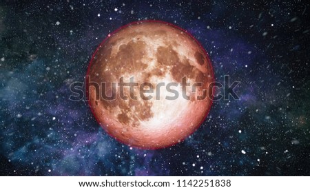 Earth with the red moon. Elements of this image furnished by NASA