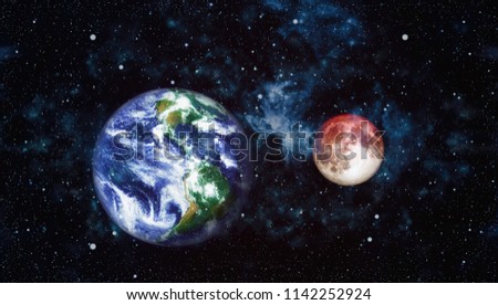 Beautiful red moon in space  - Elements of this Image Furnished by NASA