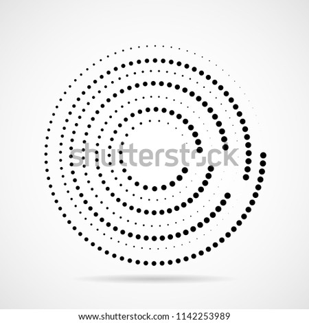 Abstract dotted circles. Dots in circular form. Halftone effect. Vector