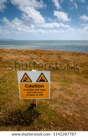Danger Unstable Cliff Edge Warning Sign