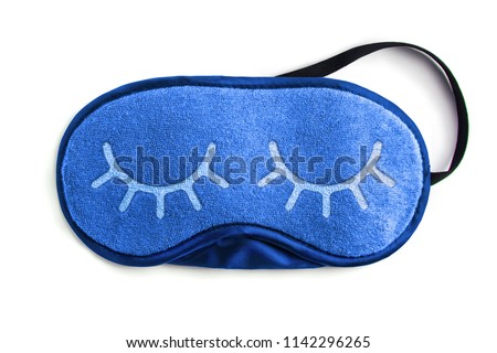 Blue sleeping eye mask, isolated on white background Royalty-Free Stock Photo #1142296265