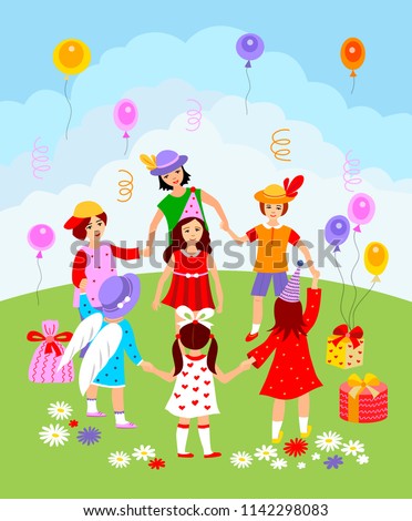 Children happy birhday party, card