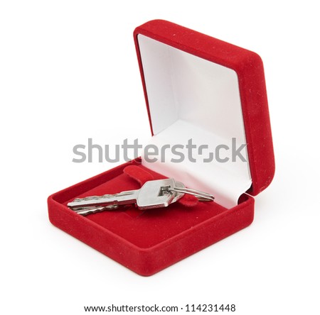 keys in red gift box