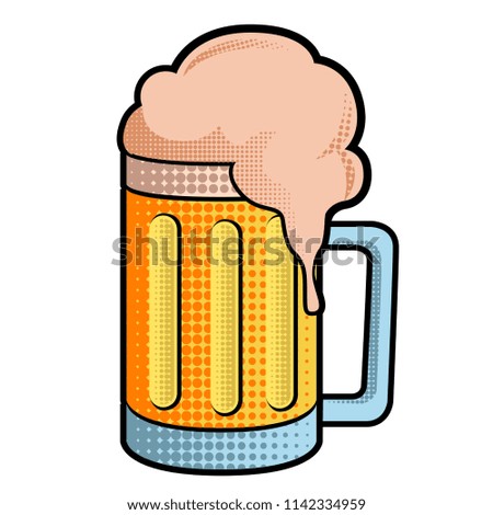 Halftoned style beer mug icon