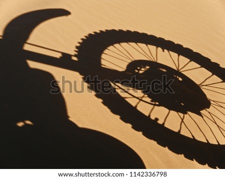 Dirt bike tire shadow in the sand dunes