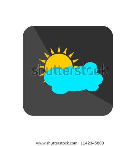 Sun and cloud vector icon on black background. Weather vector illustration for website design or apps.