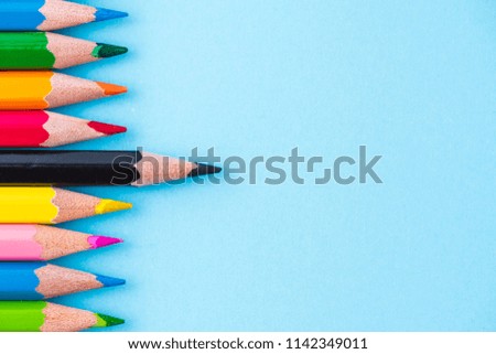 Education or back to school Concept. Close up macro shot of color pencil pile pencil nibs on white background.