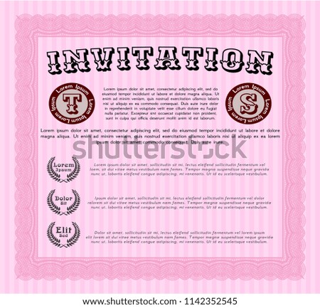 Pink Invitation. With linear background. Lovely design. Customizable, Easy to edit and change colors. 