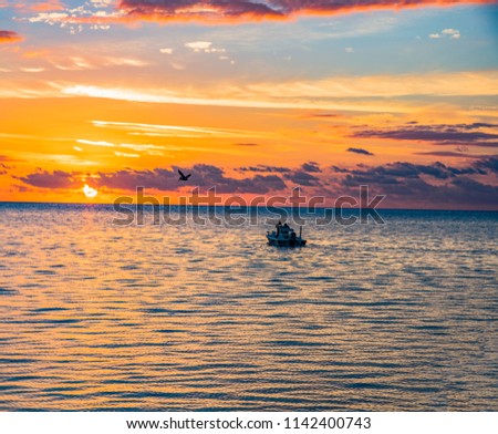 Sunrise Fishing and Boating in Islamorada Florida Keys from Cheeca Lodge Royalty-Free Stock Photo #1142400743