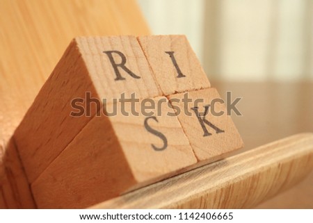 TOKYO, JAPAN. 2018 July 20th. Wooden Block Text of Risk