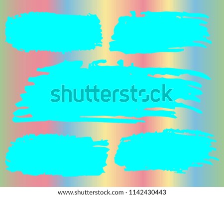 Collection of hand drawn turquoise grunge brushes. Vector Grunge Brushes. Dirty Artistic Design Elements. Creative Design Elements. Rainbow background. Distress Frame, Logo, Banner, Wallpaper.