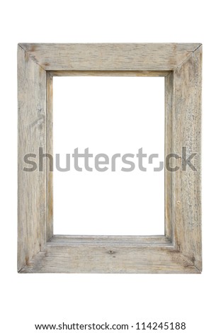 Old wooden picture frame isolated on white background.