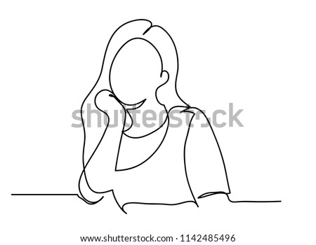 continuous line drawing of a woman sitting think vector illustrations.
Hand drawn