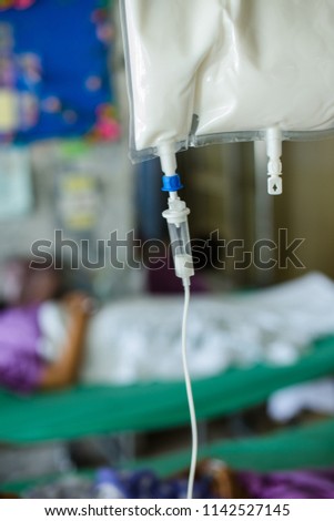  Patient  with Total Parenteral Nutrition (TPN) in hospital.  Royalty-Free Stock Photo #1142527145