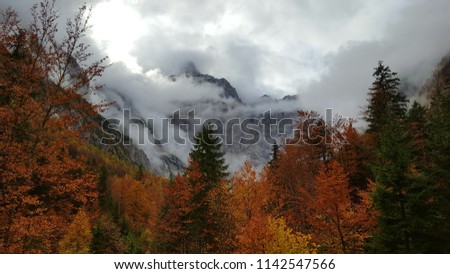 Beautiful autumn mountain views shot in Slovenia during a hiking tour.