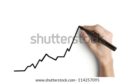 hand drawing  graph of growth Royalty-Free Stock Photo #114257095