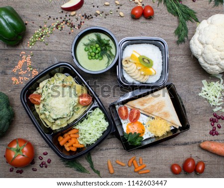 ready meal to eat food idea copy space 