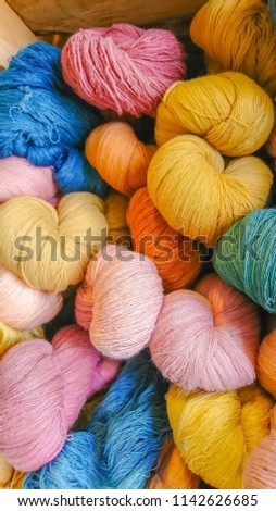 Cotton dyeing with the natural color, handmade products, cotton craft handmade had pink, yellow, green and blue color (indigo craft).background, wallpaper texture.