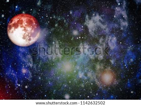 Moon from space on a black background. Extremely detailed image including elements furnished by NASA.