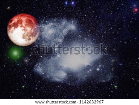 Beautiful Earth and the red Moon - Elements of this Image Furnished By NASA