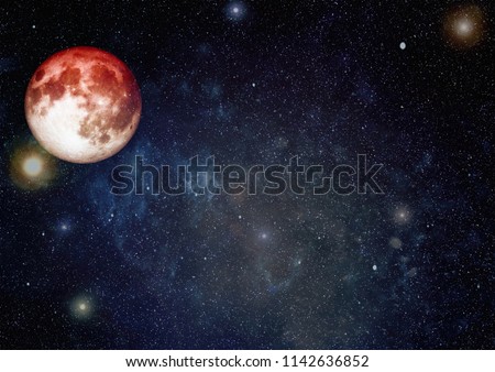 Beautiful Earth and the red Moon - Elements of this Image Furnished By NASA