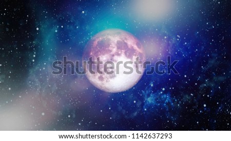 Moon from space on a black background. Extremely detailed image including elements furnished by NASA.