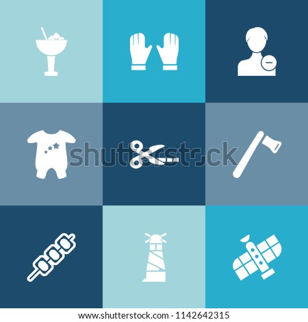 Modern, simple vector icon set on colorful blue backgrounds with avatar, drink, background, alcohol, cocktail, delete, tool, hammer, glove, light, screwdriver, space, kid, child, axe, beacon icons